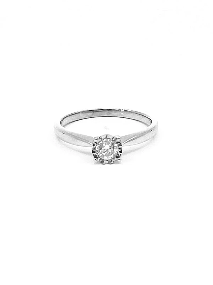 10K White Gold 0.25cttw Round Brilliant Cut Diamond Engagement Ring, size 6.5