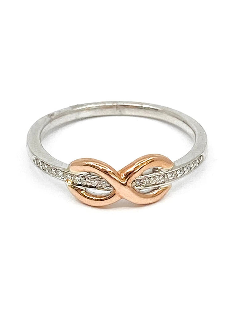 10K White & Rose Gold 0.05cttw Diamond Infinity Ring