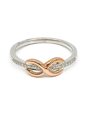 10K White & Rose Gold 0.05cttw Diamond Infinity Ring
