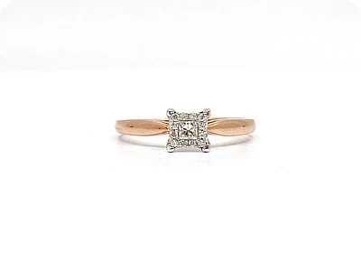 10K Rose Gold 0.13cttw Diamond Ring, size 6.5