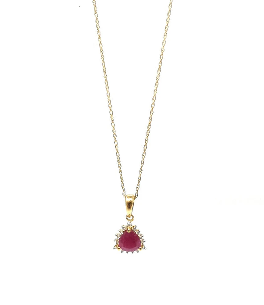 10K Yellow Gold Ruby and Diamond Necklace, 18"