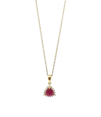 10K Yellow Gold Ruby and Diamond Necklace, 18"