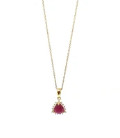 10K Yellow Gold Ruby and Diamond Necklace, 18"