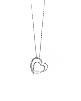10K White Gold 0.05cttw Diamond Heart Pendant, 18"