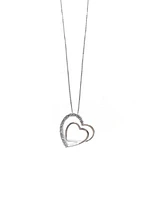 10K White Gold 0.05cttw Diamond Heart Pendant, 18"