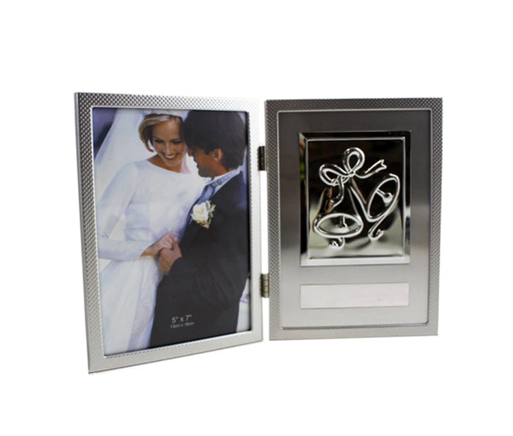5x7" Aluminum Frame with 2 Wedding Bells
