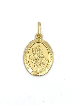 10K Gold Oval St. Christopher's 3D Charm