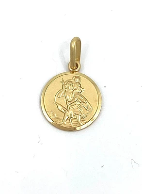 10K Yellow Gold Round St. Christopher's 3D Charm -  12.25mm