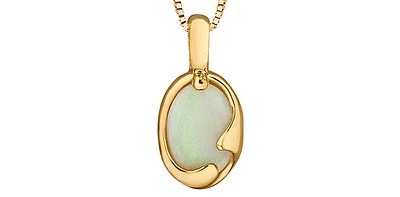 10K Yellow Gold Genuine Opal Pendant