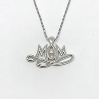 Sterling Silver 0.024cttw Canadian Diamond "Mom" Pendant, 18"
