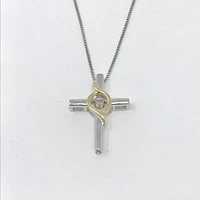 Sterling Silver & 10K Yellow Gold 0.037cttw Canadian Diamond Pendant, 18"