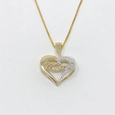 Diamond "Mom" Heart Pendant