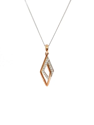 10K White and Rose Gold 0.08cttw Diamond Pendant, 18"