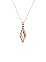 10K White and Rose Gold 0.08cttw Diamond Pendant, 18"