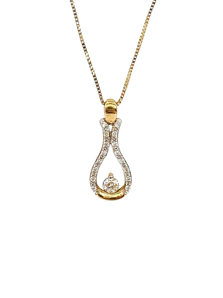 10K Yellow Gold 0.20cttw Canadian Diamond Pendant, 18"