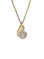 10K Yellow Gold 0.17ttw Canadian Diamond Halo Necklace, 18"