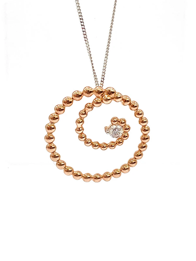 10K White & Rose Gold 0.08cttw Diamond Pendant, 18"