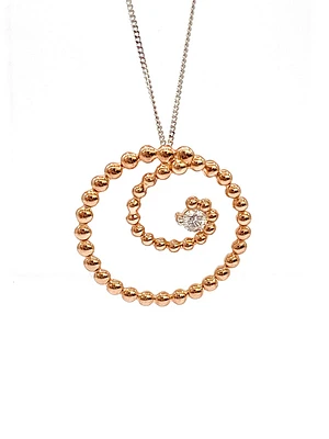 10K White & Rose Gold 0.08cttw Diamond Pendant, 18"