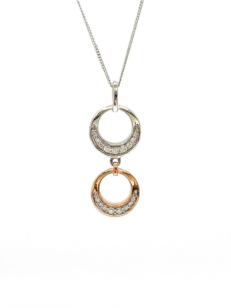 10K White & Rose Gold 0.39cttw Diamond Pendant, 18"