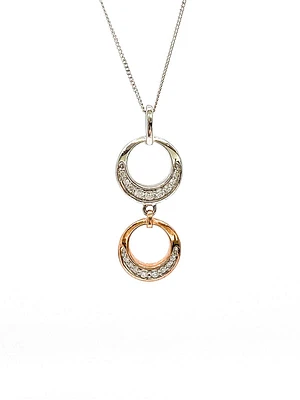 10K White & Rose Gold 0.39cttw Diamond Pendant, 18"