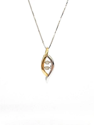 10K White & Yellow Gold 0.02cttw Diamond Pulse Pendant, 18"