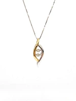 10K White & Yellow Gold 0.02cttw Diamond Pulse Pendant, 18"