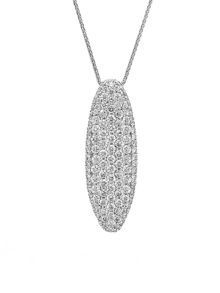 10K White Gold 2.11cttw Diamond Pave Pendant, 18"