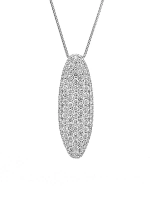 10K White Gold 2.11cttw Diamond Pave Pendant, 18"