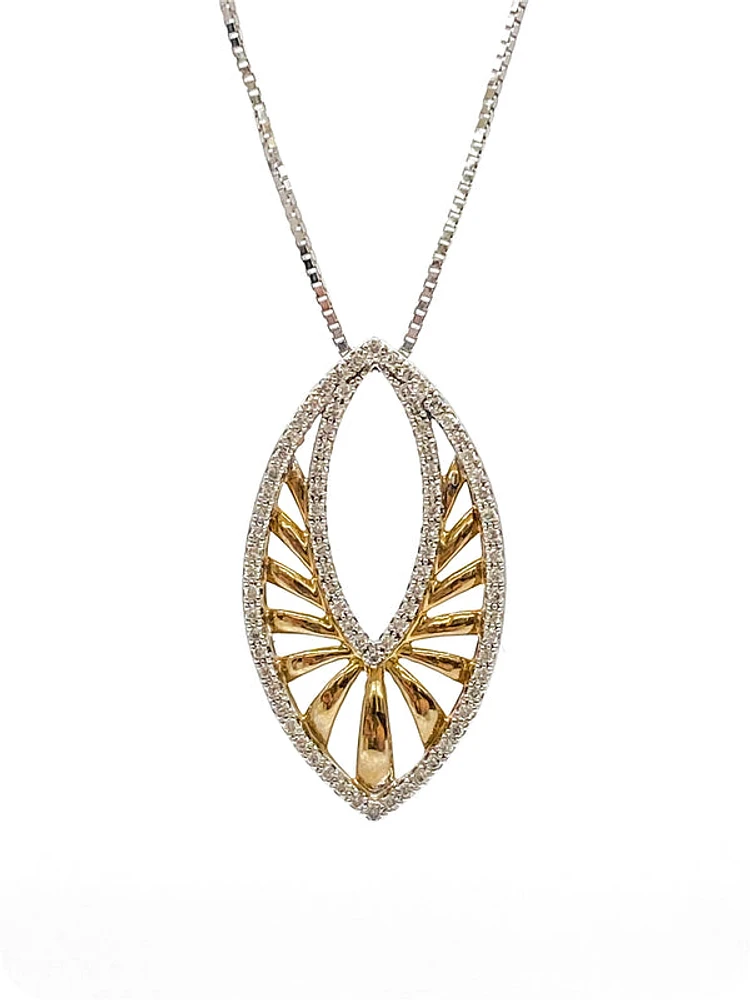 10K White & Yellow Gold 0.25cttw Diamond Pendant, 18"