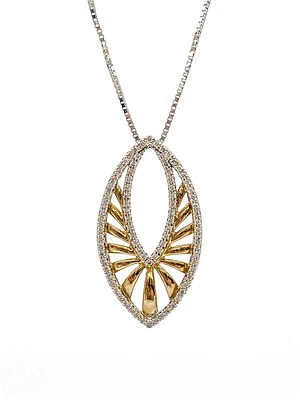 10K White & Yellow Gold 0.25cttw Diamond Pendant, 18"