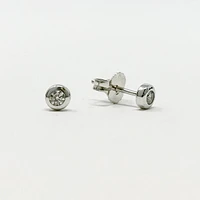 10K White Gold 0.08cttw Diamond Bezel Set Solitaire Earrings