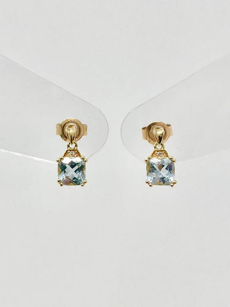AQUAMARINE AND DIAMOND EARRINGS
