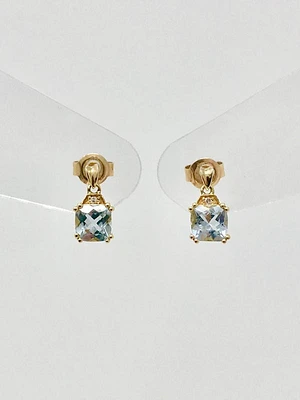 AQUAMARINE AND DIAMOND EARRINGS