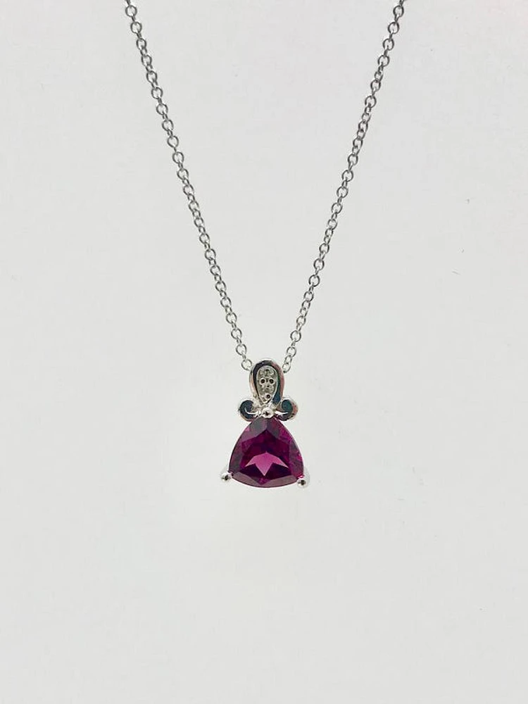 Rhodalite Garnet and Diamond Pendant