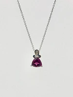 Rhodalite Garnet and Diamond Pendant