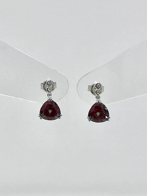 Created Alexandrite and Diamond Earrings