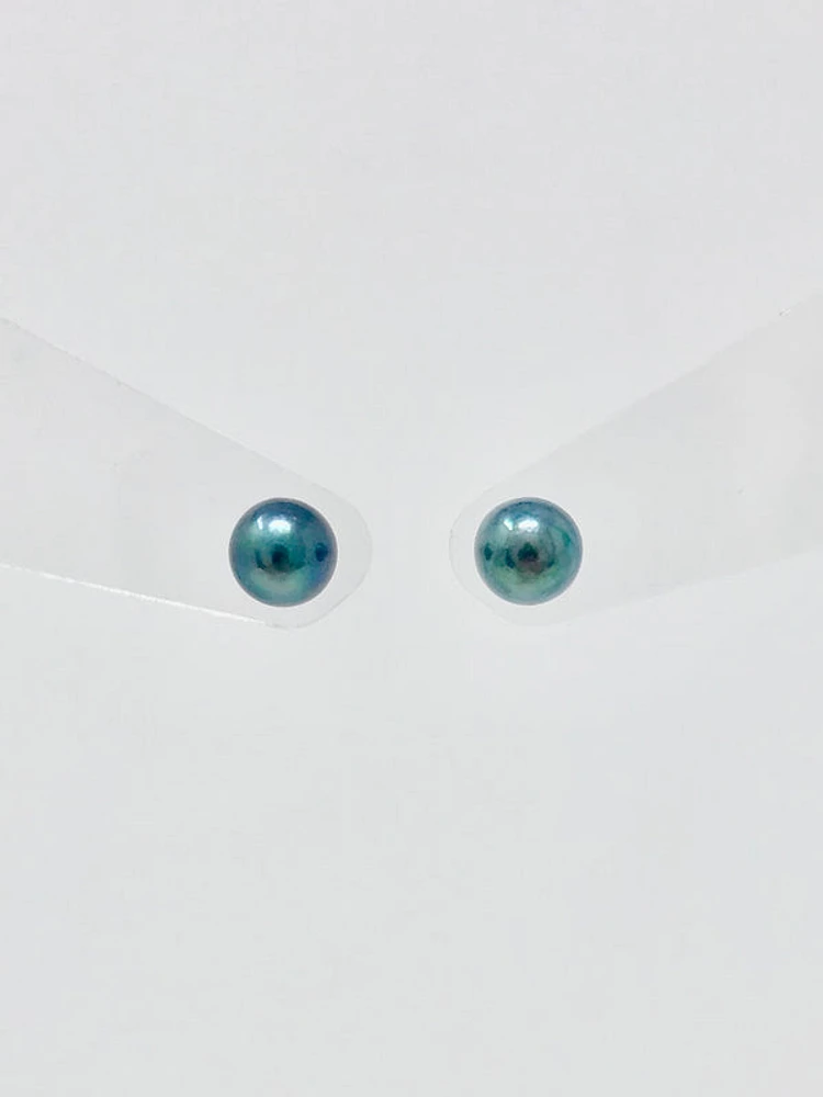 Cultured Black Pearl Stud Earrings