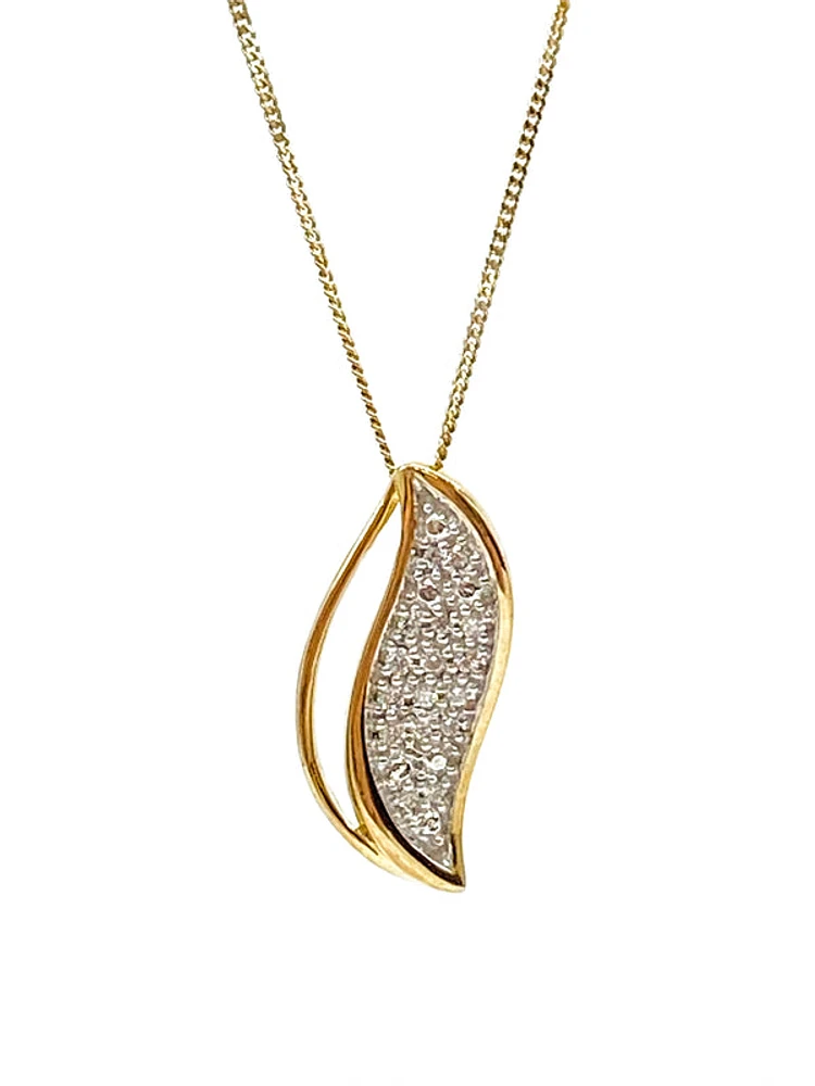 10K Yellow Gold 0.06cttw Diamond Pave Pendant, 18"