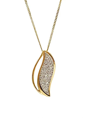 10K Yellow Gold 0.06cttw Diamond Pave Pendant, 18"