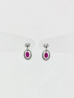 10K White Gold Ruby and Diamond Earrings