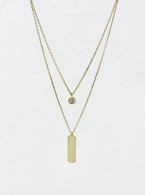 Two Layer Necklace with Cubic Zirconia