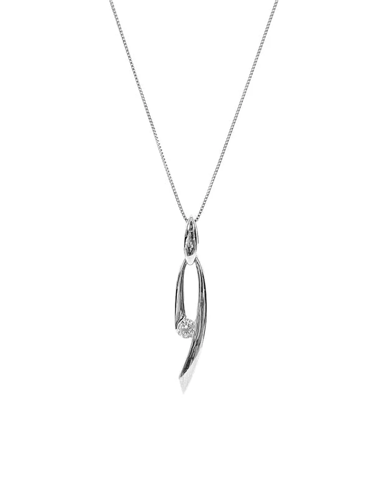 10K White Gold 0.12cttw Canadian Diamond Necklace, 18"