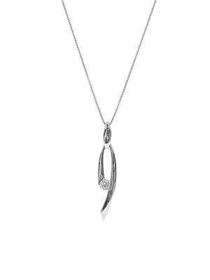 10K White Gold 0.12cttw Canadian Diamond Necklace, 18"