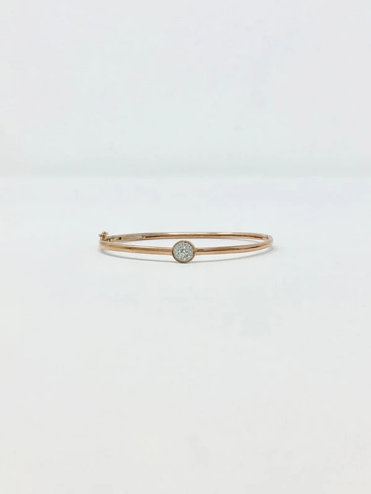 10K Rose Gold 0.25cttw Diamond Bangle, 7"