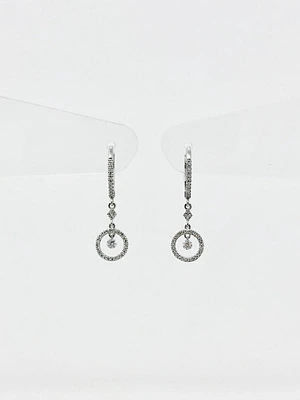 14K White Gold 0.29cttw Diamond Dangle / Drop / Chandelier Earrings