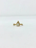 10K Yellow Gold Opal and Diamond Ring- Size 6.5