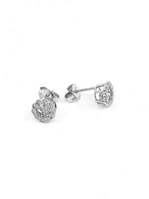 10K White Gold 0.50cttw Diamond Halo Pulse Earrings