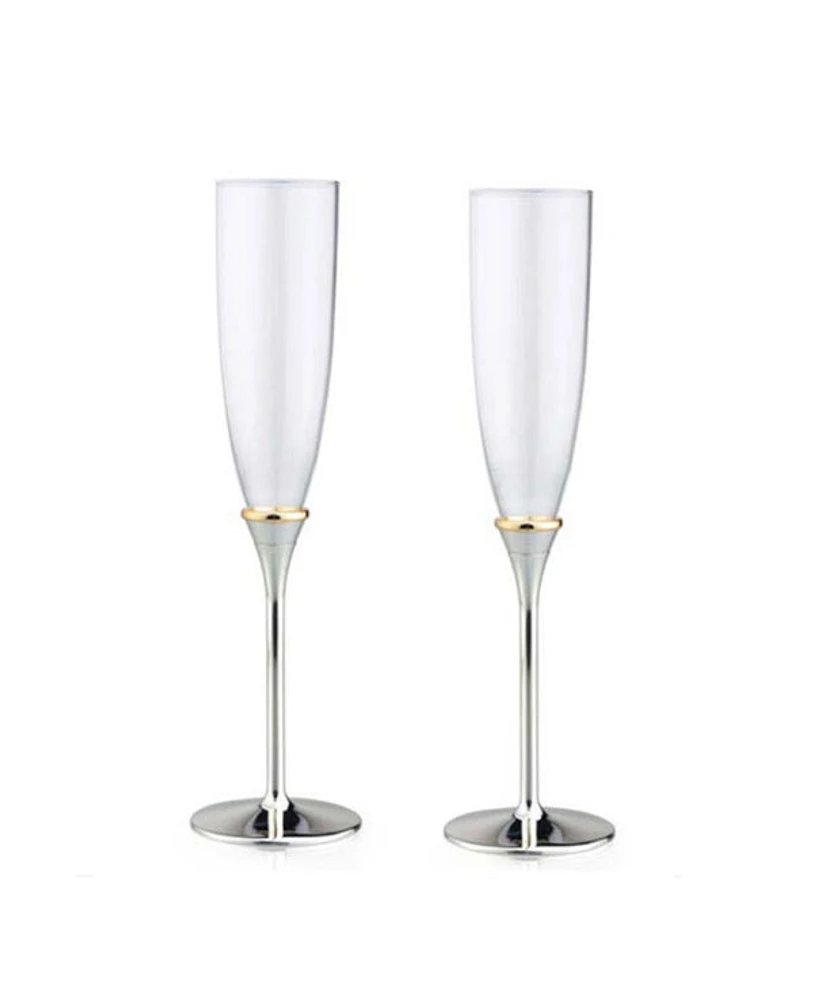 2 Pieces Toasting Flutes with Gold Band
