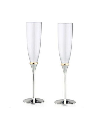 2 Pieces Toasting Flutes with Gold Band