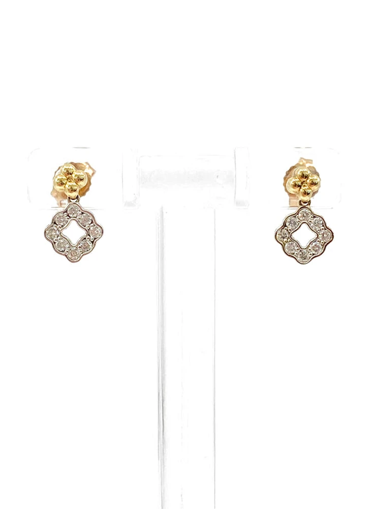 10K White & Yellow Gold 0.25cttw Diamond Stud/Dangle/Drop Earrings